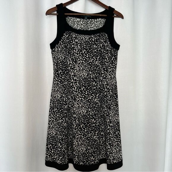 Lauren Ralph Lauren Women’s 14 Sleeveless Dress, Black & White Floral - Picture 1 of 8